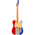 Fender Buck Owens Telecaster Electric Guitar - Red, Silver and Blue Sparkle Fashion