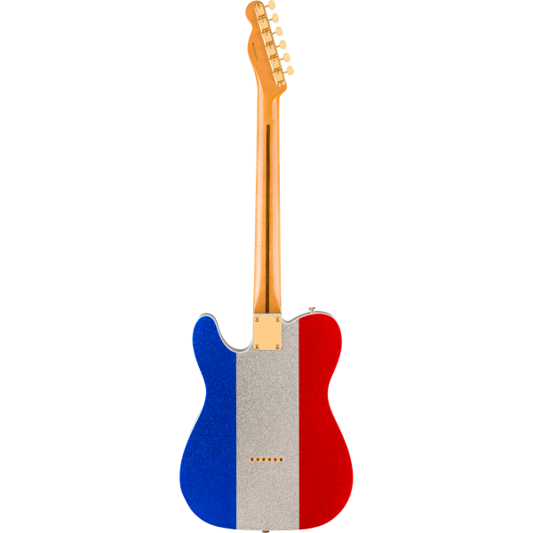 Fender Buck Owens Telecaster Electric Guitar - Red, Silver and Blue Sparkle Fashion