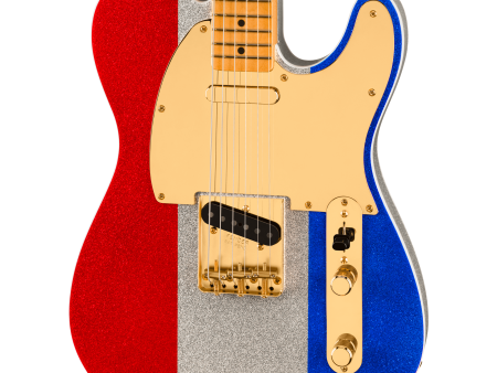 Fender Buck Owens Telecaster Electric Guitar - Red, Silver and Blue Sparkle Fashion