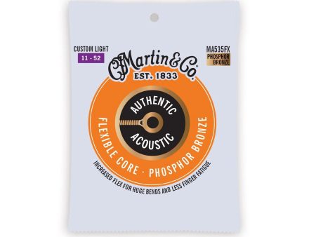 Martin Authentic Acoustic Flexible Core Guitar Strings Phosphor Bronze For Sale