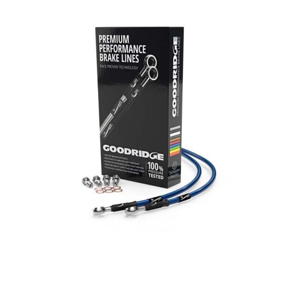 Goodridge 89-93 Honda NS125R Supersport Electric Blue Front SS Brake Lines For Sale