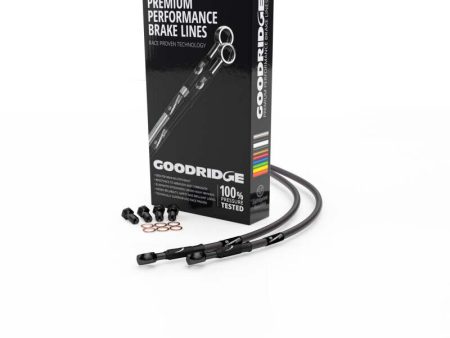 Goodridge 84-85 Honda MBX125 Carbon Front SS Brake Lines w Black Fittings For Discount